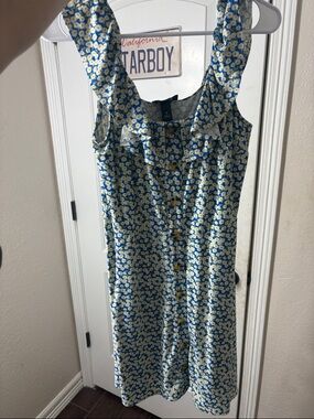 Blue Floral Button-Front Sundress